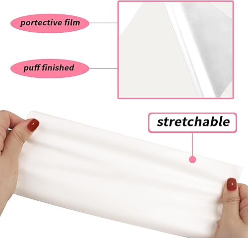 Miniatura 3 de AHIJOY Vinilo hinchado de transferencia de calor blanco HTV de 10 pulgadas x 6 pies, espuma 3D, prensa de calor para planchar en vinilo para