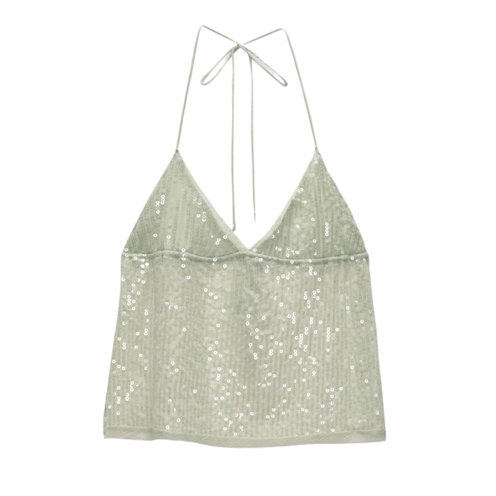 Top con Paillettes Canotte Sexy da Donna con Paillettes, Scollo a V, Allacciate, Collo all'Americana, Casual, estive, Senza Maniche, Streetwear