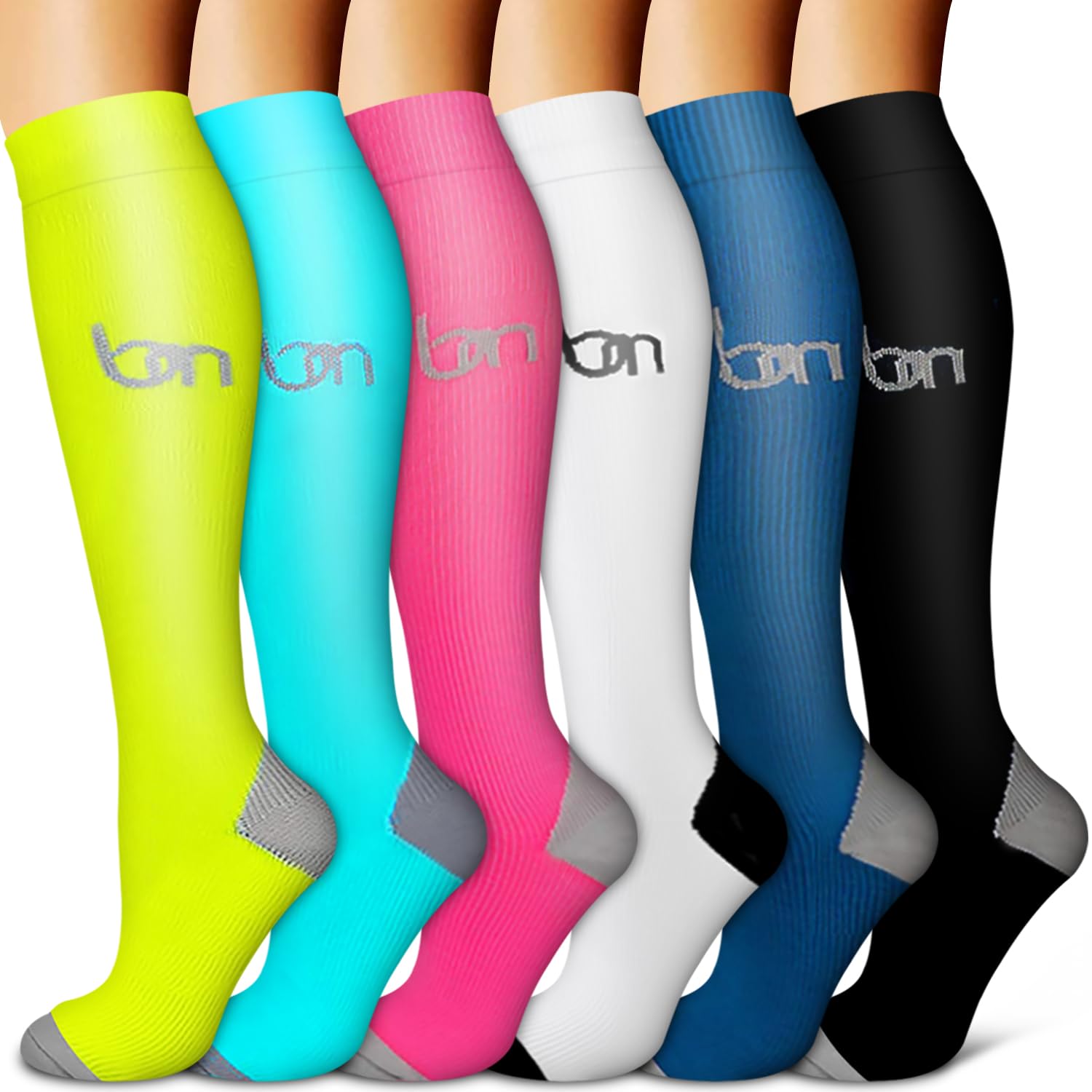Copper Compression Socks for Women &amp; Men (6 pairs) - Best Support for Nurses, Running, Hiking, Recovery