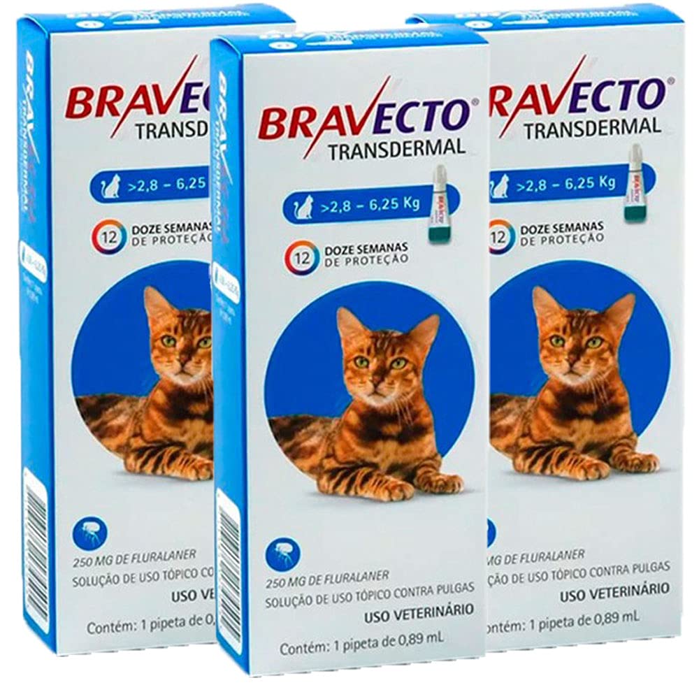 Bravecto Antipulgas Transdermal Para Gatos De 2,8 A 6,25kg - 3 Unidades
