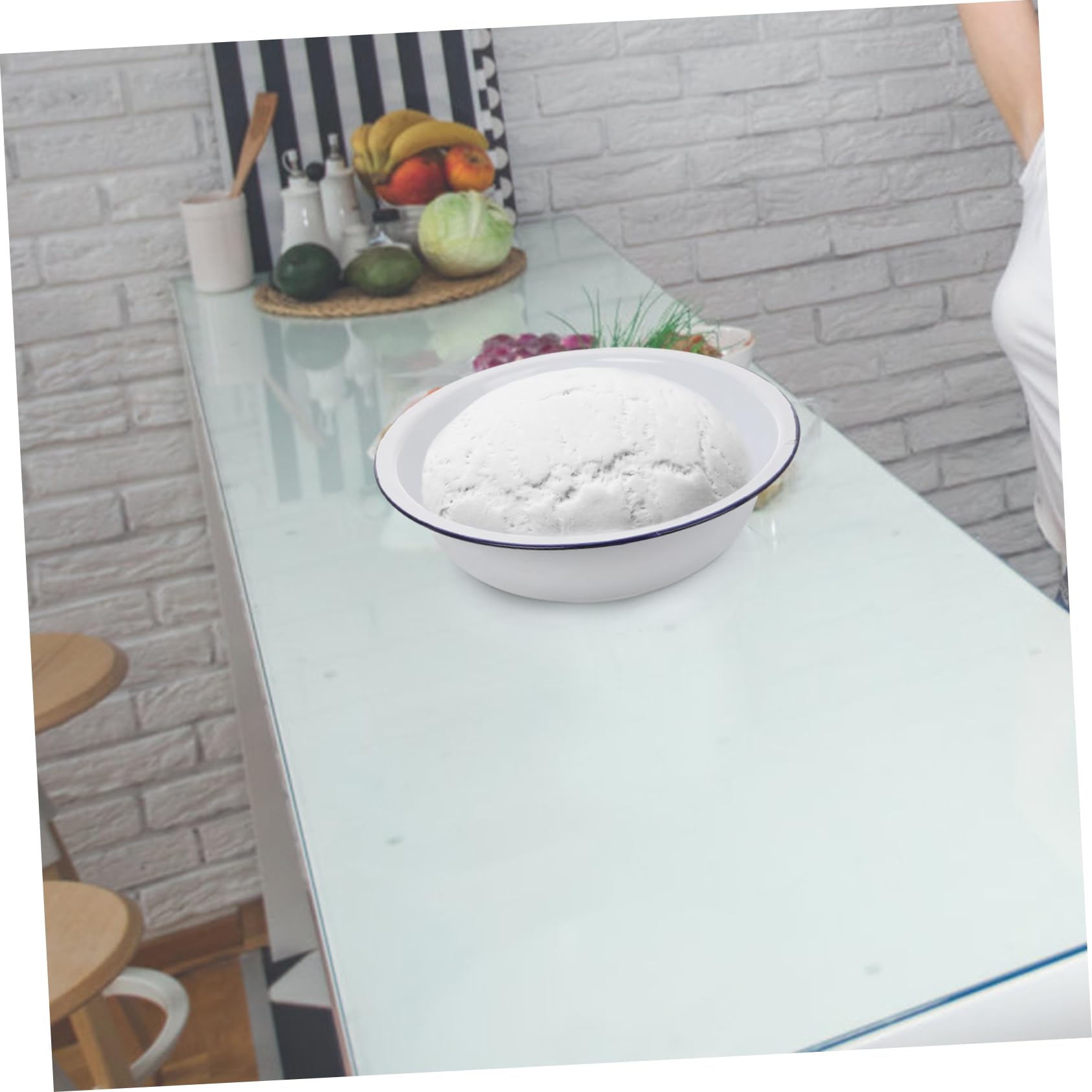 Hemobllo Cuenco de Esmalte Blanco Grande para Mezclar Gran Capacidad, Versátil y Fácil de Limpiar, Adecuado para Cocina y Lavado de Frutas