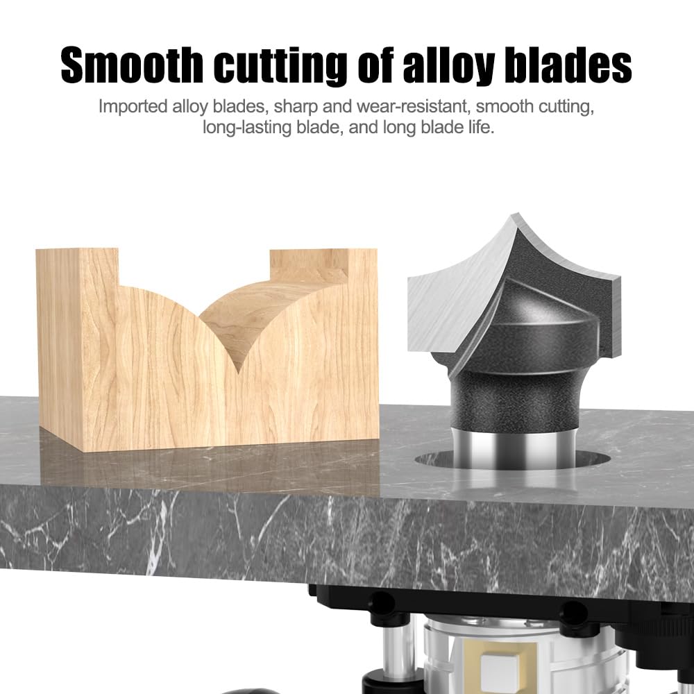 Set di 4 Punte per Fresa, Diametro Gambo 8 mm, Arrotondata e Rotonda, per Legno, Utensili per la Lavorazione del Legno