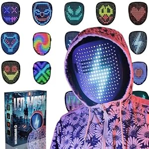 Depointer Life Led Mask with Gesture Sensing,Unisex LED Lighted Face Transforming Mask for Costume Cosplay Party Masquerade