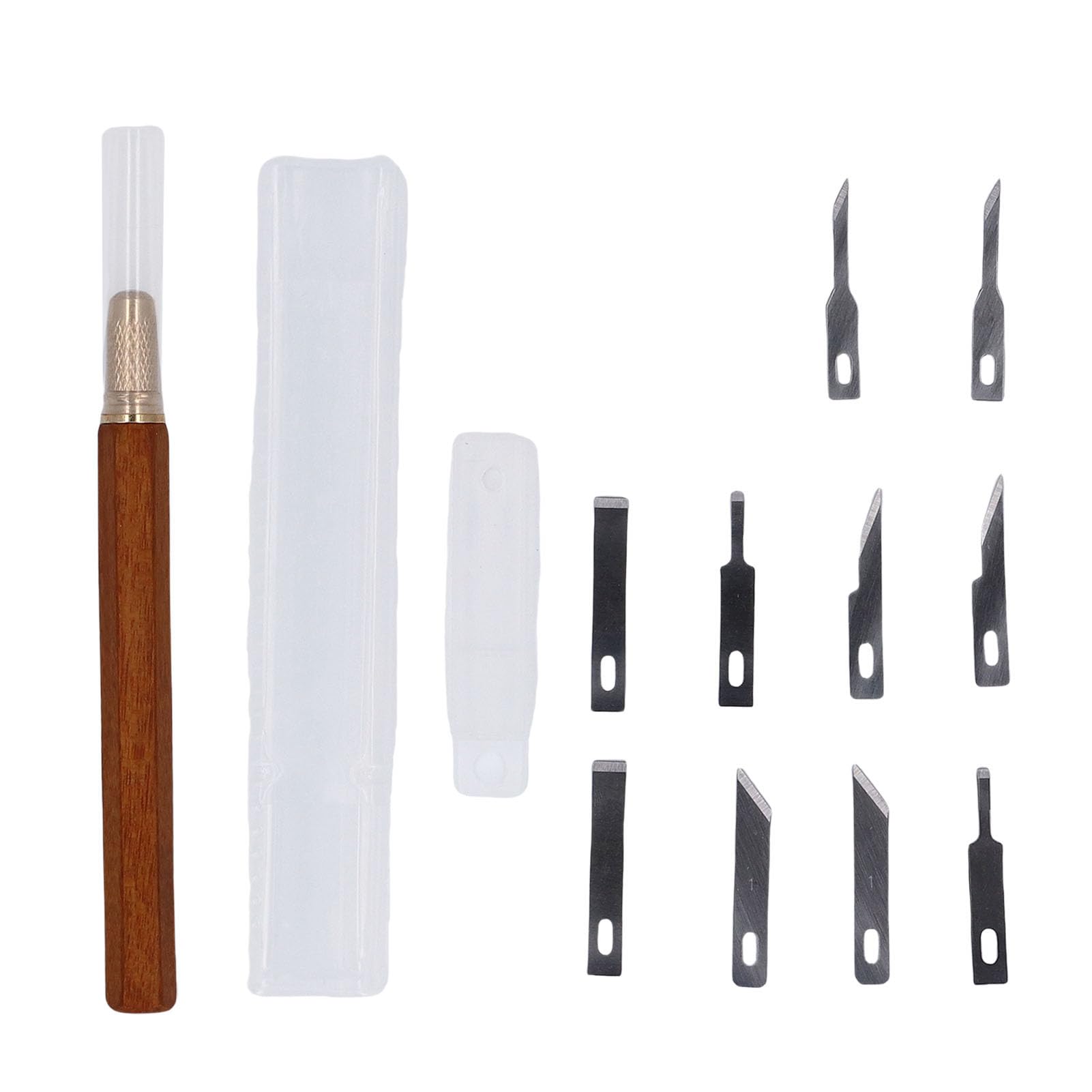 Craft Hobby Cutter, Messing- und Palisandergriff mit SK5-Kohlenstoffstahlklingen Zum Holzschnitzen, Leder, Papier, Kunststoff, Inklusive Klingen 1 Bis 5