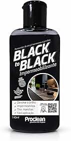 Revitalizador Impermeabilizante Limpa Granito Mármore Black to Black 140ml - Devolve Brilho Realça Cor Preta Marrom Verde Vermelha, Hidro e Óleo Repelente, Sem Cheiro