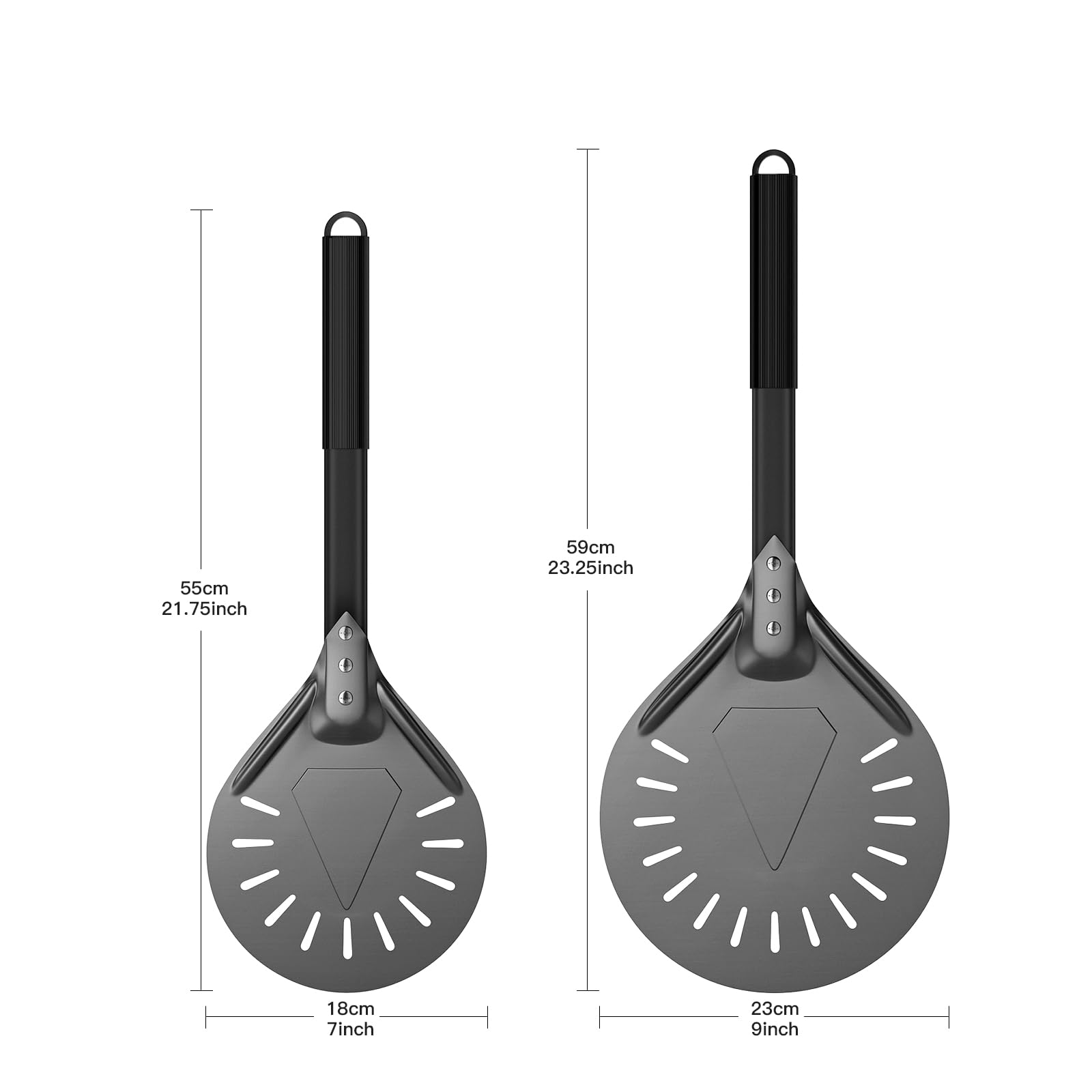 7 cali obrotowa łopata do pizzy z twardego anodowanego aluminium z antypoślizgowym uchwytem odpornym na ciepło, wiosło do pizzy do domu