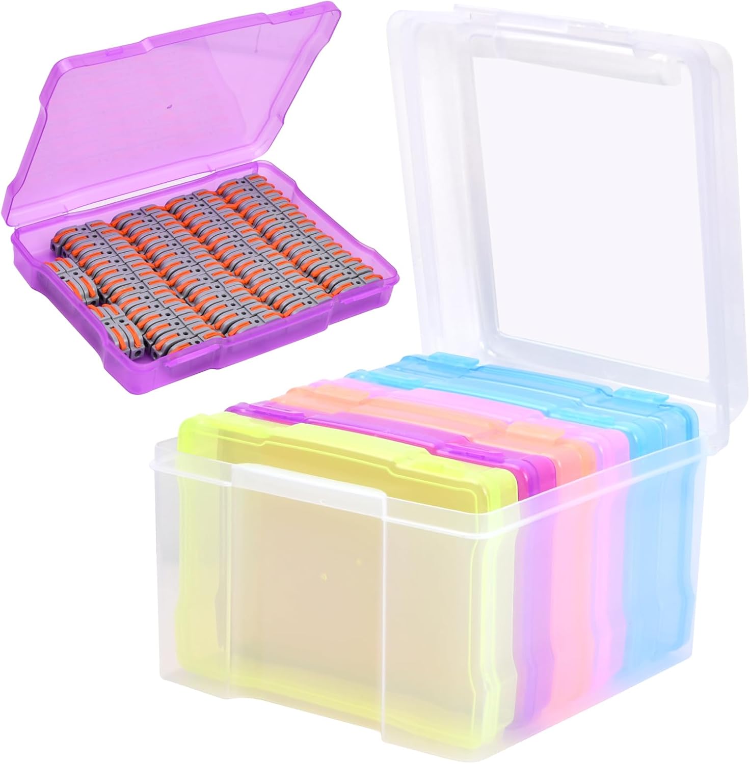 Xzeemo Photo Container Box, Plastic Photo Cases Storage, Photo Storage