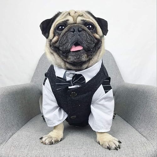 Miniatura 2 de Meioro Ropa para perros, traje a cuadros para mascotas, disfraz de esmoquin para perro, chaleco formal de ropa de caballero, ropa de fiesta de boda,