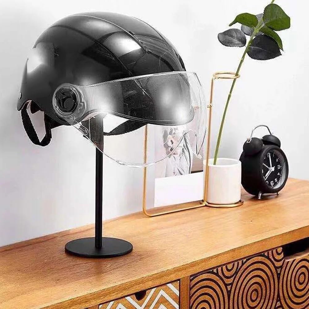 Helmhalterung Wand Motorradhelmhalter, Hutaufbewahrungsregal aus Metall, Wand-/Bodenmontage, Helmaufhänger, Ausstellungsständer for Helme, Kappen und Perücken