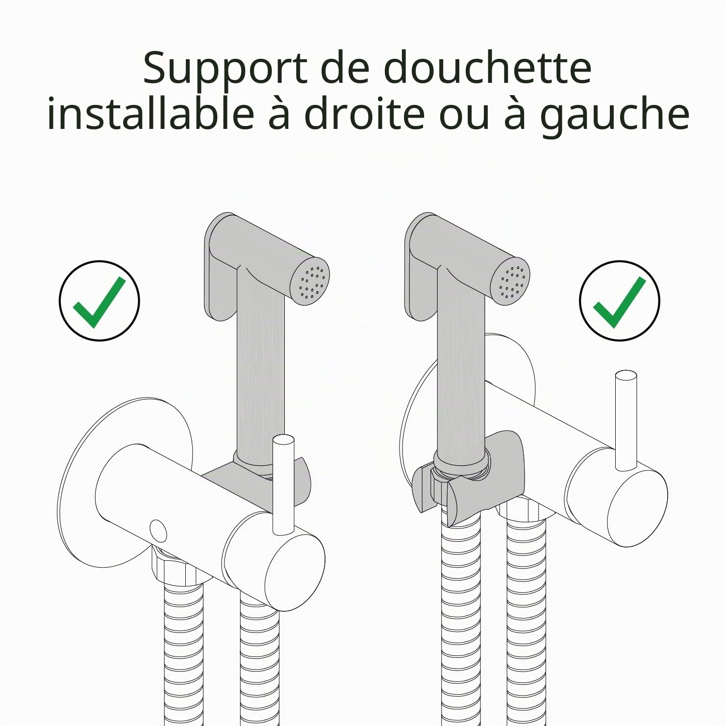 Kit mélangeur d'eau froide et chaude pour bidet - Mitigeur encastré avec douchette pulsée et flexible renforcé 1,20 m (Or brossé)