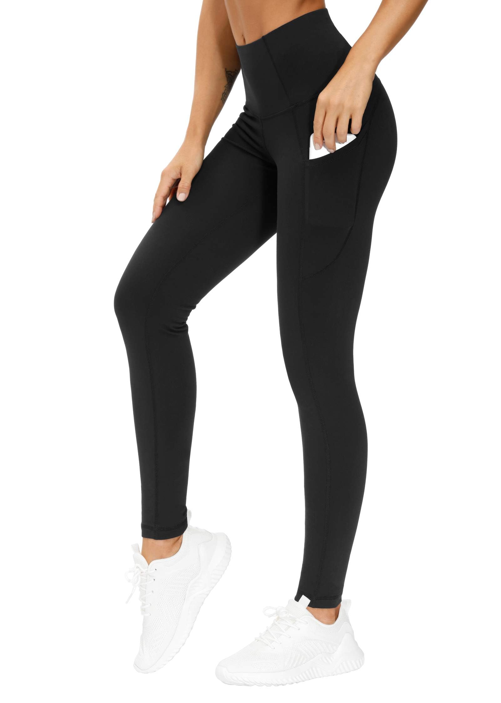 THE GYM PEOPLEThick High Waist Yoga Pants with Pockets, Tummy Control Workout Running Yoga Leggings for Women