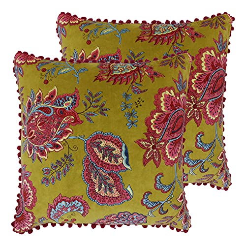 Image of Paoletti Malisa Polyester Filled Cushions (Twin Pack), Cotton, Lemon Curry
