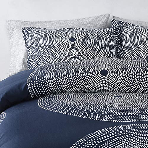Image of Marimekko - Queen Duvet Cover Set, Smooth Cotton Percale Bedding with Matching Shams, Lightweight Home Decor (Fokus Navy, Queen)