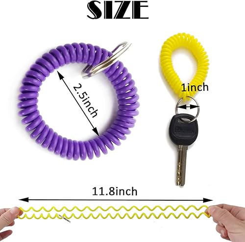 Miniatura 2 de TIHOOD 100 llaveros de pulsera de plástico estirables para muñeca, llavero de pulsera de bobina de muñeca, llavero de cadena para oficina, taller,