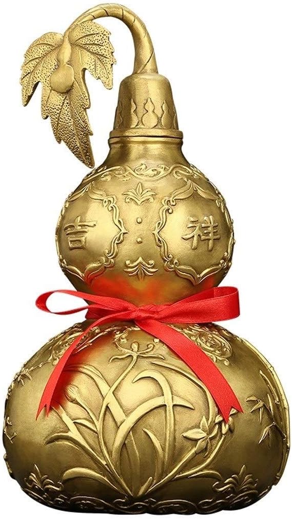Fortune Ornament Pure Copper Lucky Gourd Decoration Home Living Room Decoration Office Wine Cabinet Crafts Fengshui Natural Bagua Calabashes Fortune Pendulum(M)