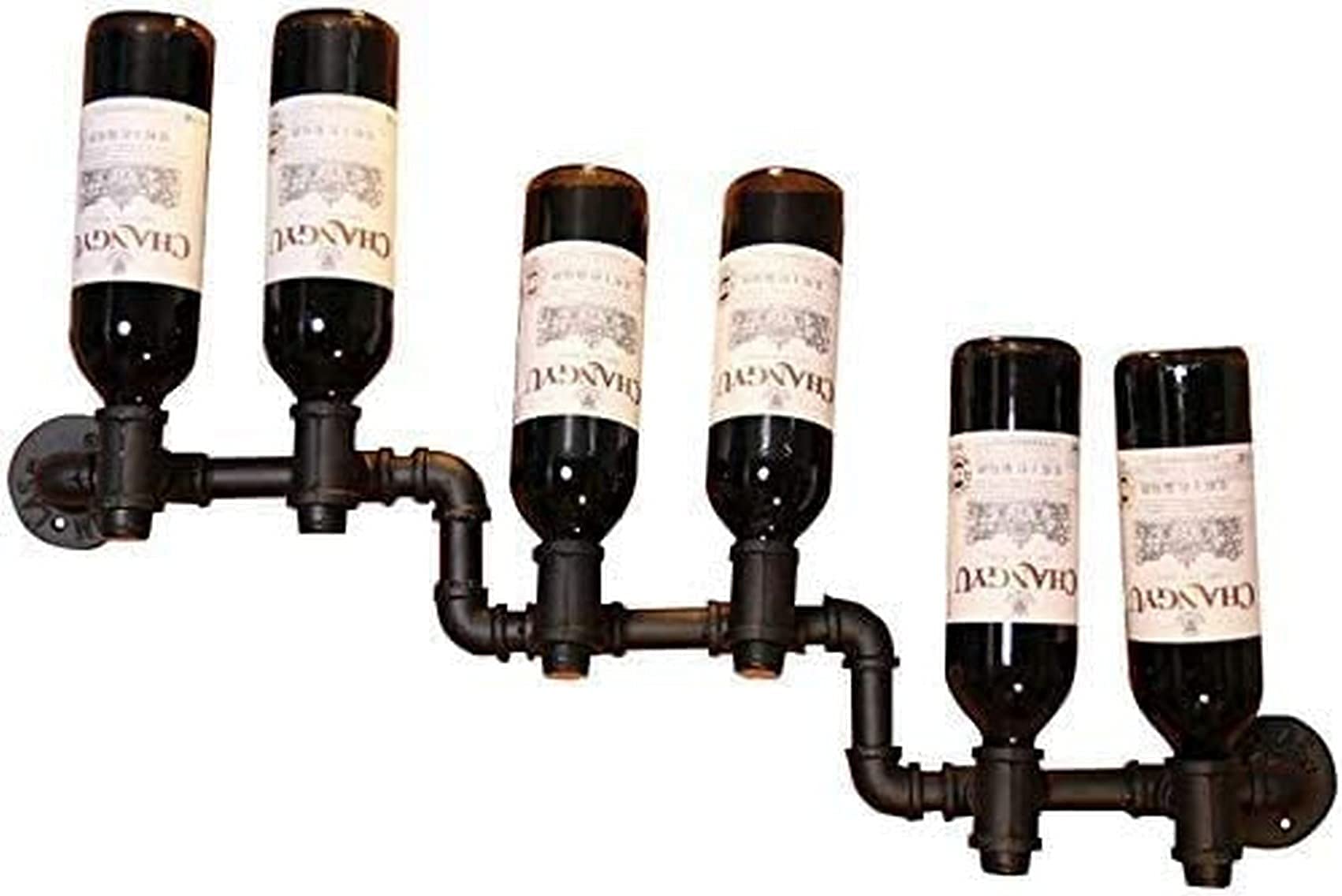 Porte-bouteilles mural en métal noir pour cuisine et salon industriel