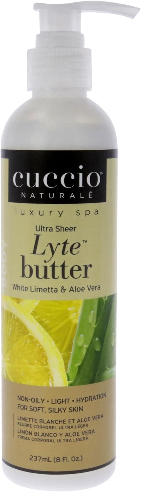 Cuccio Naturale Lyte Ultra-Sheer Body Butter - Replenishing Scented Moisturizer Cream - Deep Hydration To Repair Dry Skin - All Natural, Cruelty-Free Formula - White Limetta And Aloe Vera - 8 Oz