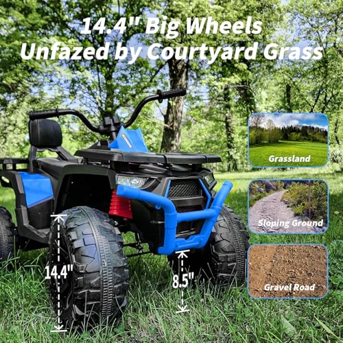 Kids ATV 4 Wheeler, 24V Ride On Toys Car for Big Kids with 400W Motor, 2 Seater - Blue - Image 6