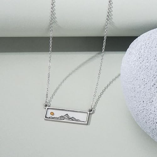 Miniatura 3 de PROESS Collar de plata de ley con diseño de cadena de montañas con motivos de fe, montañas, pandente, naturaleza, aventura, joyería para mujeres y