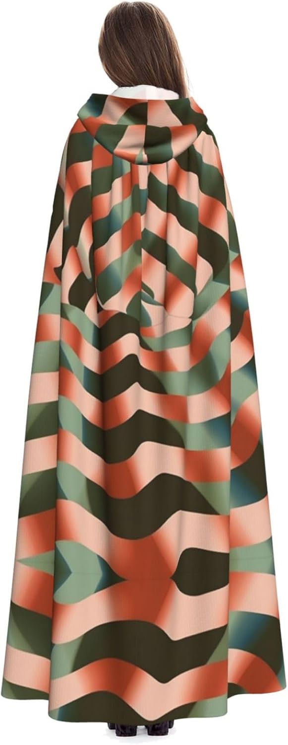 Striped psychedelic wave Unique Darkness Poncho Shawl - Customizable Wearable Blanket for Women, Perfect Halloween Costume Accessory, Knight, Akatsuki, and More