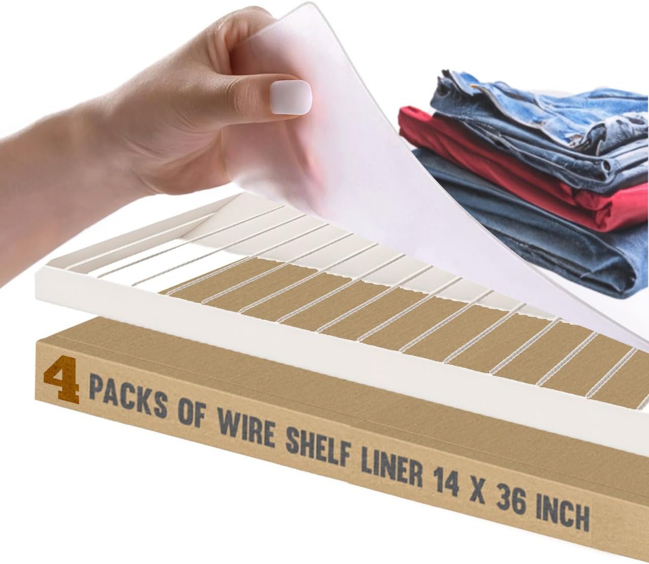 Shelf Liners for Kitchen Cabinets Non-Adhesive Clear 4-Pack - 11.75" x 47" Cut-to-Fit Non-Slip Waterproof Drawer Liner, Lays Flat No Curl, Washable for Pantry Fridge Closet Wire Shelves by Performore