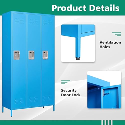 Miniatura 115 de Letaya Taquillas de metal para empleados: armario de almacenamiento de 9 puertas con estantes y gabinete de acero con cerradura para la escuela