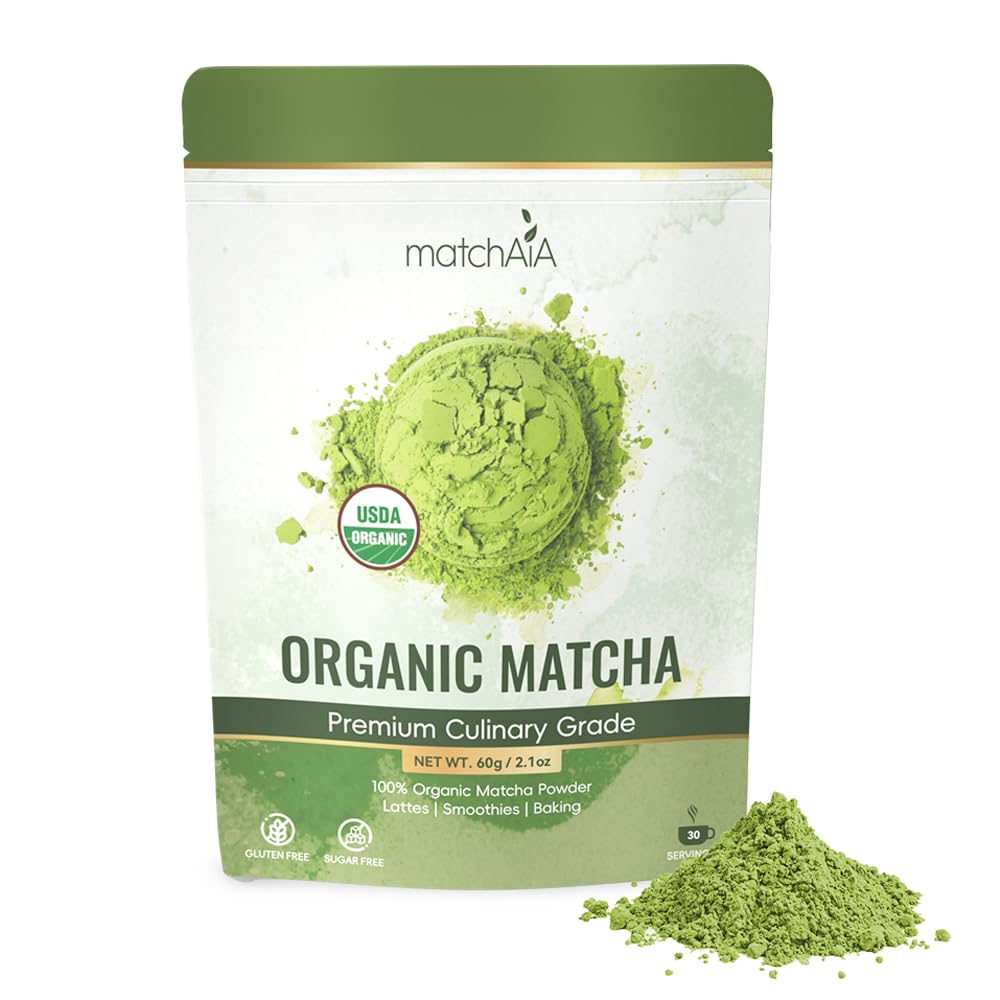 MatchAiA Organic Matcha Green Tea Powder - Premium Culinary Grade USDA Certified 100 Pure - Perfect for Lattes