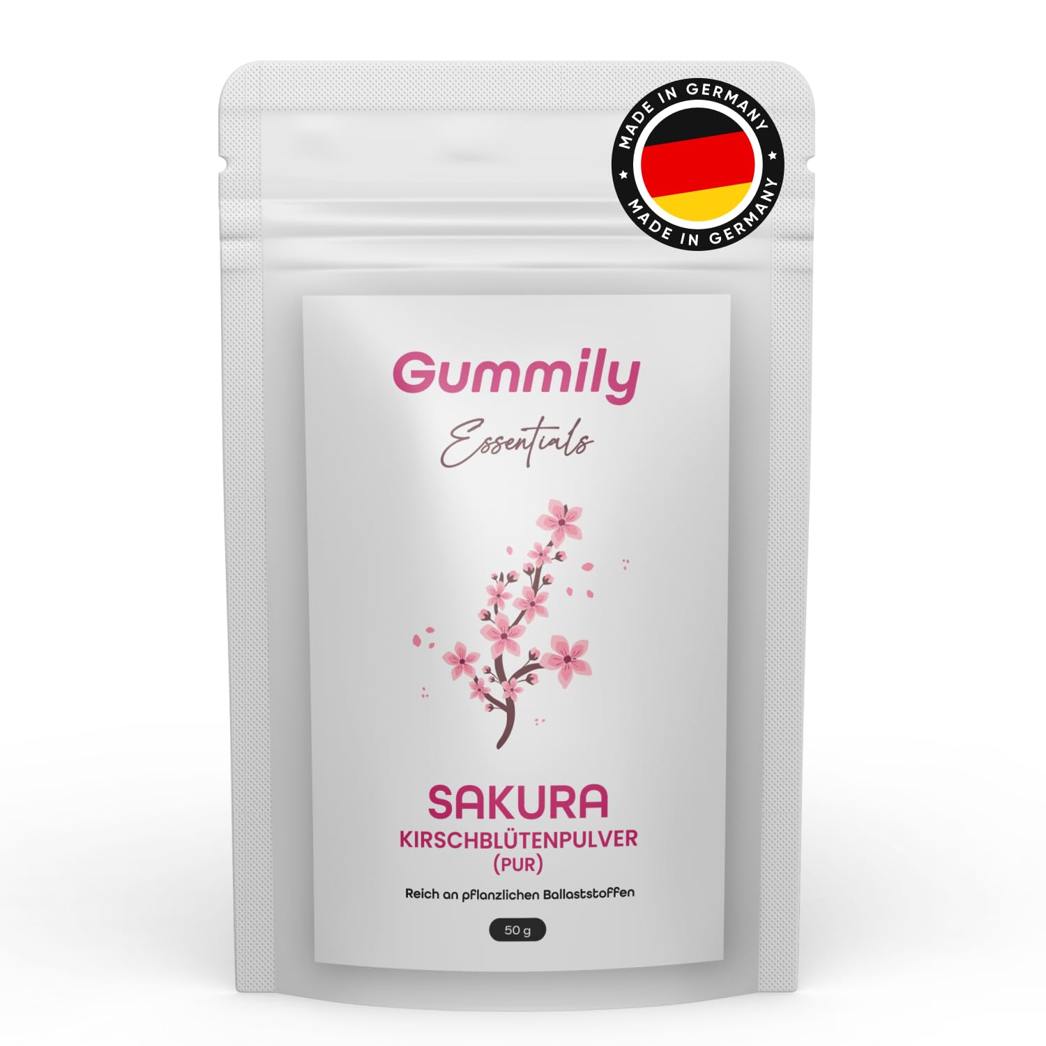 Sakura Polvere (Prunus serrulata), ricca di antociani e flavonoidi, elevata biodisponibilità, ricca di fibre vegetali, confezione da 50 g, qualità premium