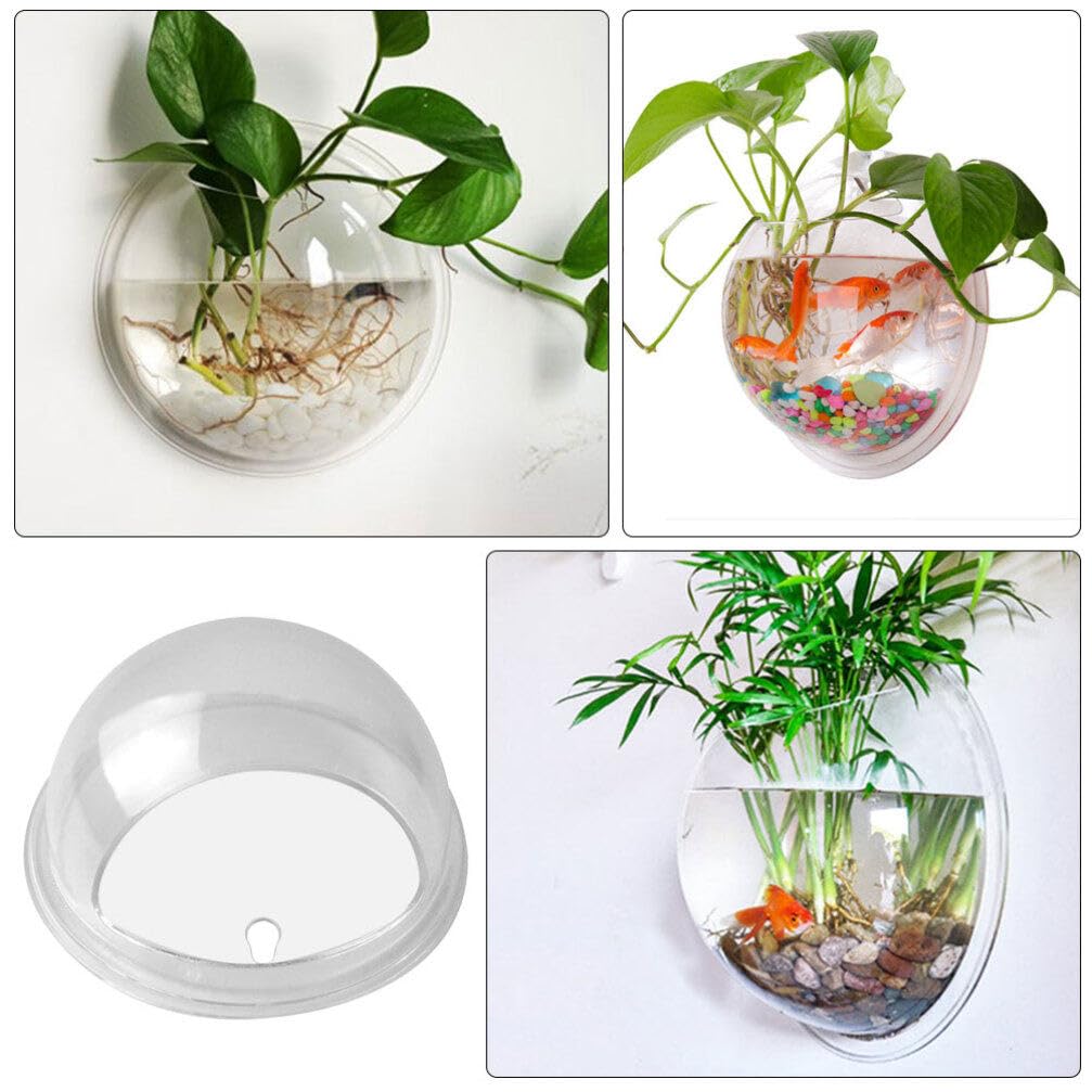 SUPVOX Bocal À Poissons Mural Pot De Plante De Propagation Suspendu Acrylique Mural Réservoir De Poissons Vase À Bulles Récipient De Fleur Aquarium Mur Pot De Plante Décor 23 Cm