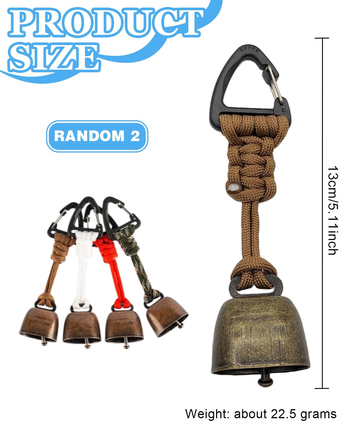 2 Piezas Campanas Anti Osos, Práctico Campana Oso Campana de Advertencia, Mosquetón de Campanas de Oso, Campana de Oso Polivalente, para Senderismo Camping al Aire Libre Pesca Escalada