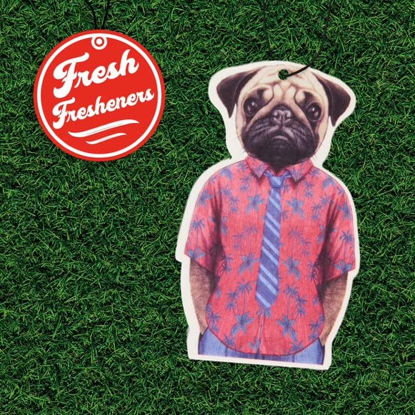 Image of Dog Car Air Freshener 3 Pack Pug Scented With Essential Oils By Fresh Fresheners