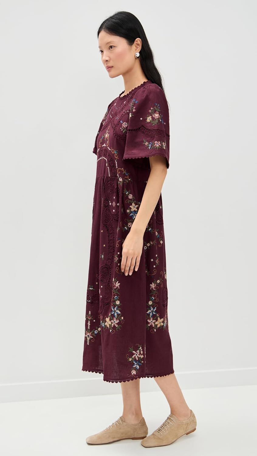 Sea Women's Edwina Embroidery Short Sleeve Dress - Image 4