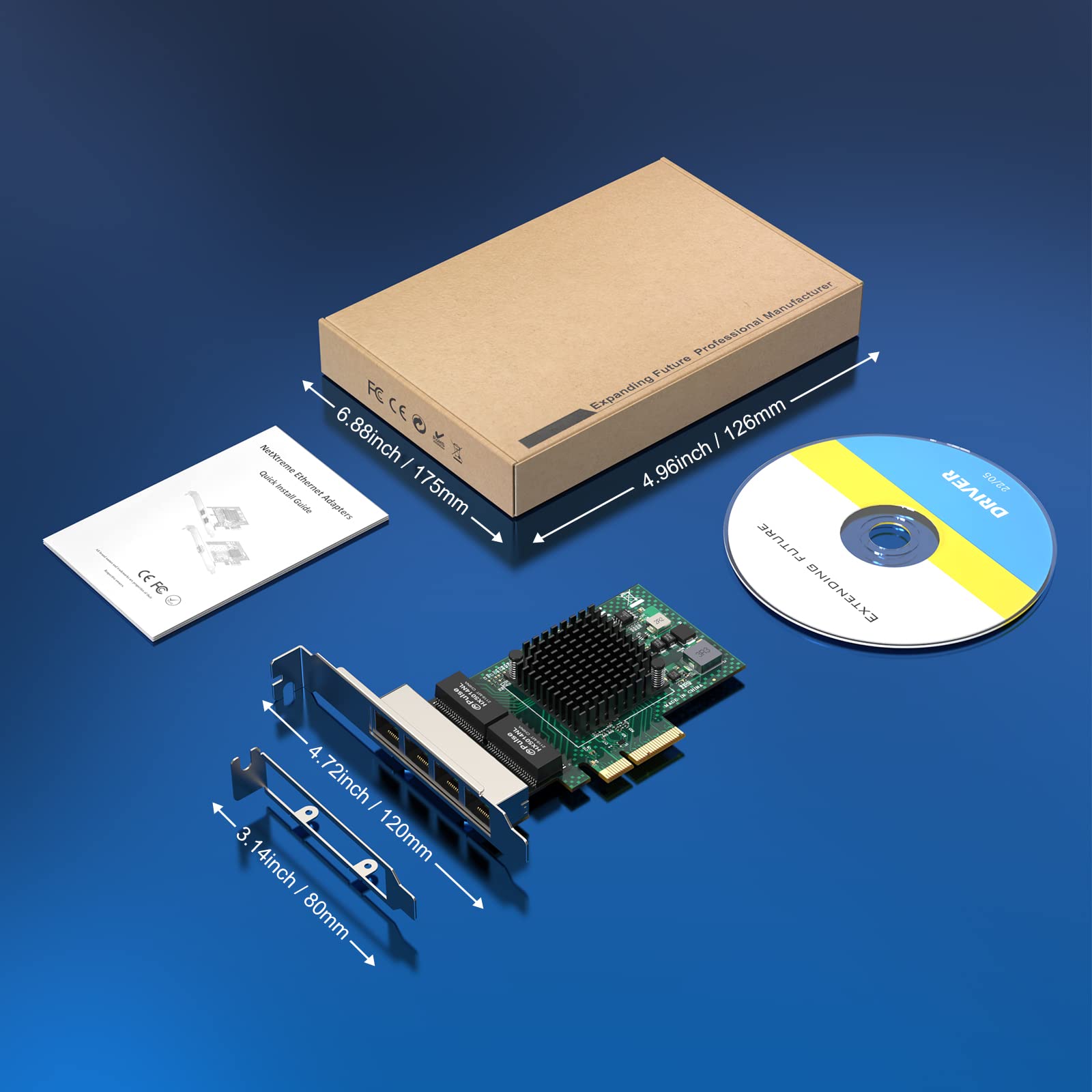 Adattatore server Ethernet Gigabit a 4 porte NetXtreme® BCM5719 RJ45 Scheda di rete quad-porte PCI Express 1000M Scheda Ethernet NIC con basso profilo per Windows Server/Linux/Ubuntu/VMware