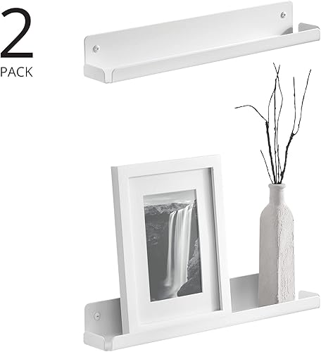 Miniatura 3 de mDesign Cesta organizadora de pared de metal para el hogar, bandeja de almacenamiento, soporte rústico para colgar en el baño, cocina, garaje, sala