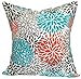 Niebieskie poduszki zewnętrzne pomarańczowe turkusowe niebieskie kwiatowe poszewka na poduszkę dekoracyjna poduszka na zewnątrz poszewka na poduszkę cm