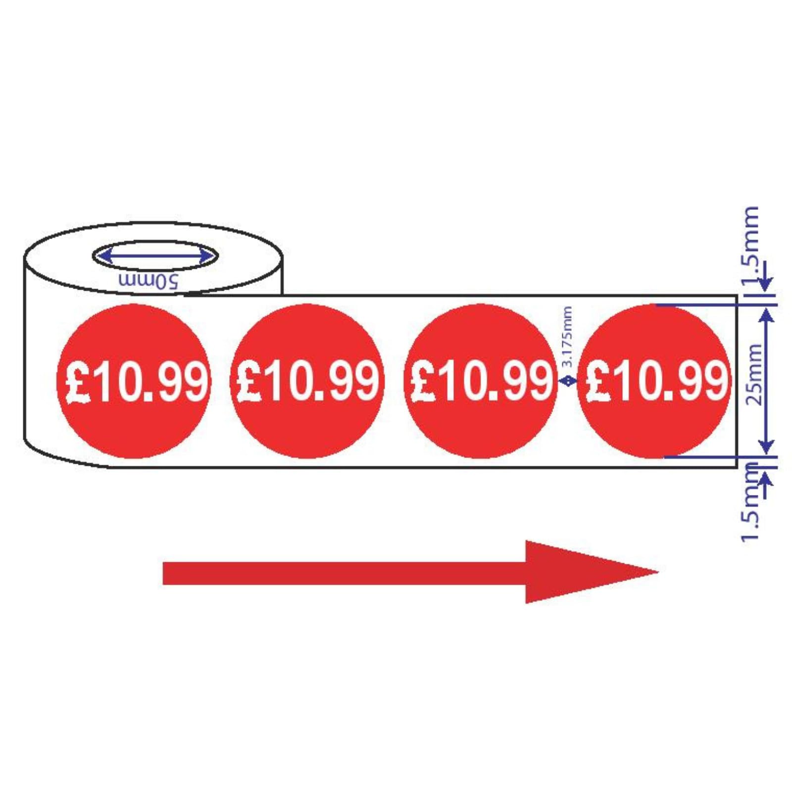 1000x 25mm £1.25-£19.99 Red Price Self Adhesive Stickers Sticky Labels Swing Tag Labels for Retail (£10.99)