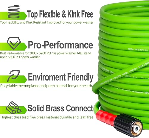 Miniatura 2 de YAMATIC Manguera flexible superior para lavadora a presión de 25 pies y 1/4 pulgadas y pistola de lavado a presión con conector rápido giratorio de
