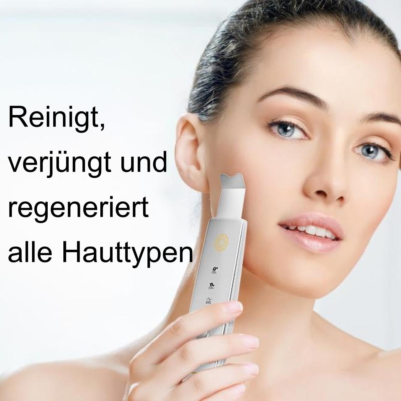 LUMINEO Lifting Ultraschallpeelinggerät 5 in 1, (ION- ION+), EMS, LED-Lichttherapie, Set mit professioneller Lifting-Kosmetik, Tiefenreinigung, Mitesser-Entfernung.
