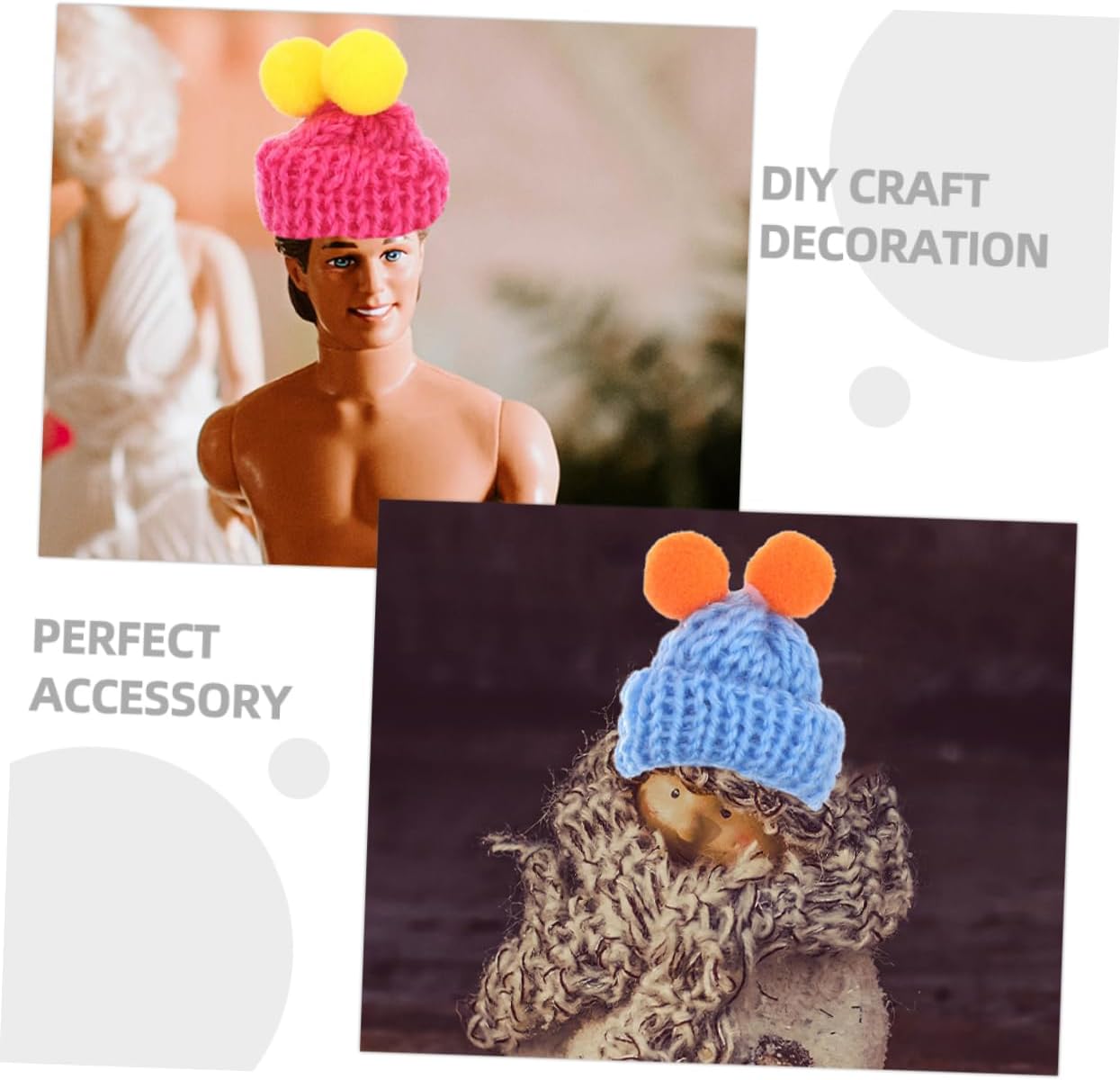 Xmas 100pcs DIY Mini Knitting Hats Craft Ornaments for Dolls