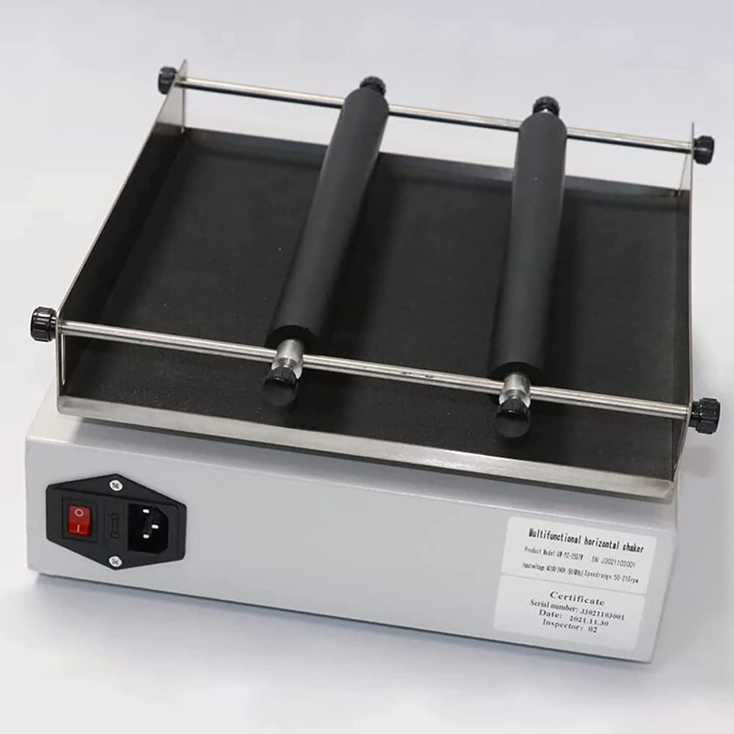 Sprzęt laboratoryjny wytrząsarki orbitalnej, poziomy rotator z regulowanym prętem, timer 1-999 min, prędkość 50-210 obr./min, promień 11 mm, idealny do laboratoriów i sal lekcyjnych