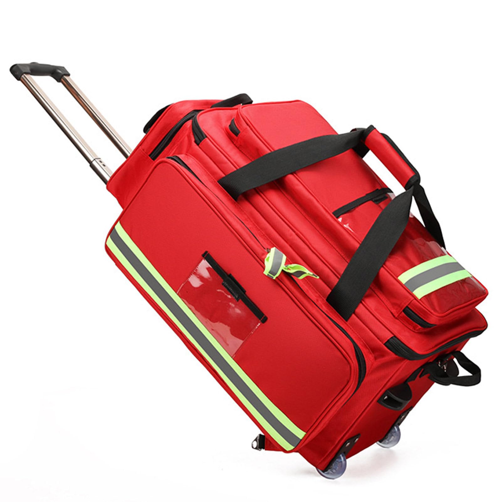 Bolsa médica rodante con ruedas, kit de primeros auxilios portátil, bolsa de carrito de gran capacidad para enfermeras y médicos de salud, diseño de compartimento para organización