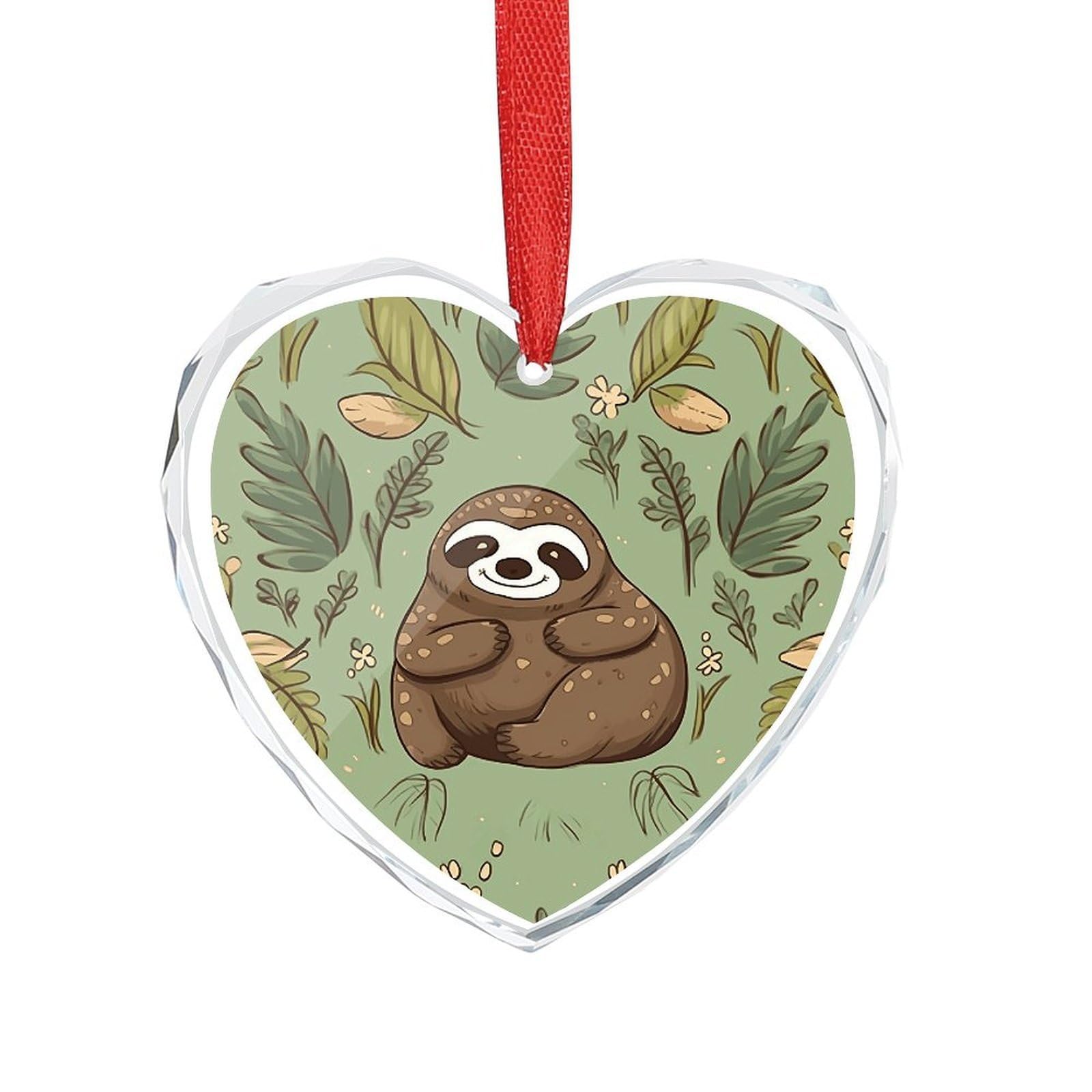 Wsoihfec Style Sloth On The Grass Engagement Gifts For Couples, Glass Ornaments Just Married Bridal Shower Decor, Heart Keepsake Decor For Bride & Groom