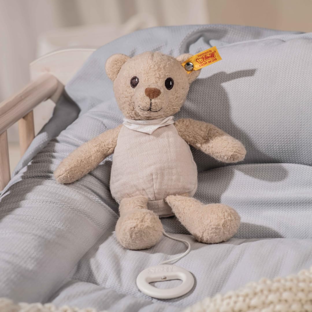 Steiff Peluche Musical Osito Noah Gots, Peluche Adorable, para niños y niñas, bebés a Partir de 0 Meses, Friends, Juguete 23 cm, Beige, 242779