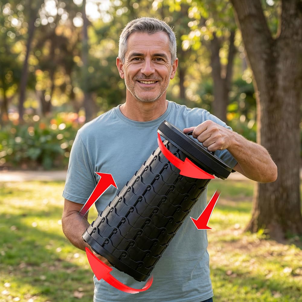 Taburete XXL de altura ajustable, ideal para camping, viajes y descansos, con cojín giratorio y espuma viscoelástica, portátil y soporta hasta 500 kg