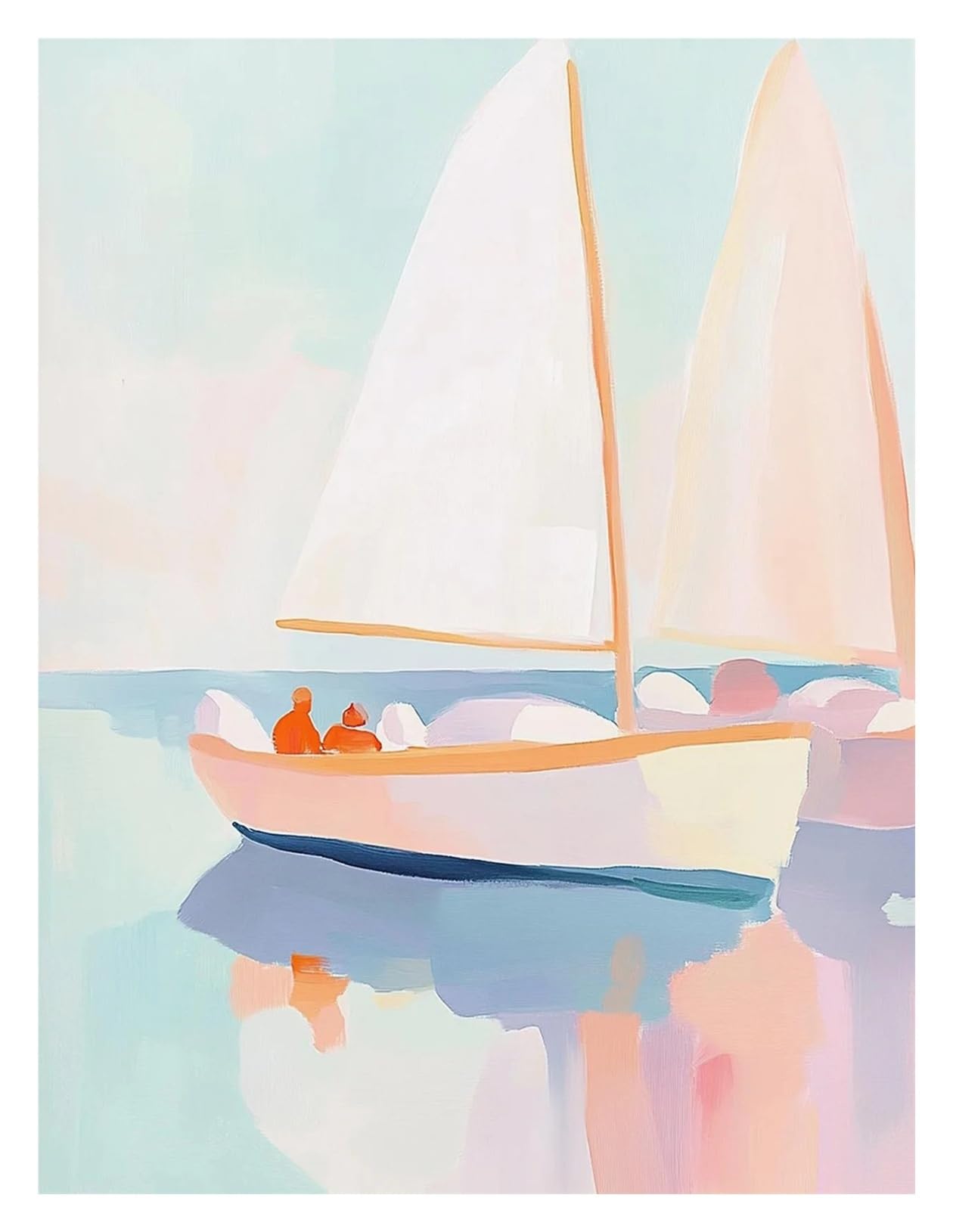 XENITE Wall Art Canvas Prints Classic Oil Painting Seaside Sea Sailboat Sky Scenery Poster Canvas Art Painting Printing Home Room Wall Pictures Decor(C,40X50cm)