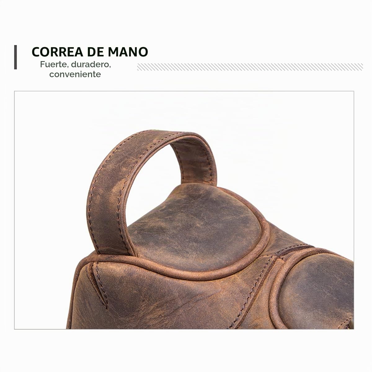 Contactos Hombre Bolsa de Aseo de Negocios de Viaje de Cuero de Vaca con Gran Capacidad Doble Cremallera, 5#café, Taille Unique, Bolsa de Aseo