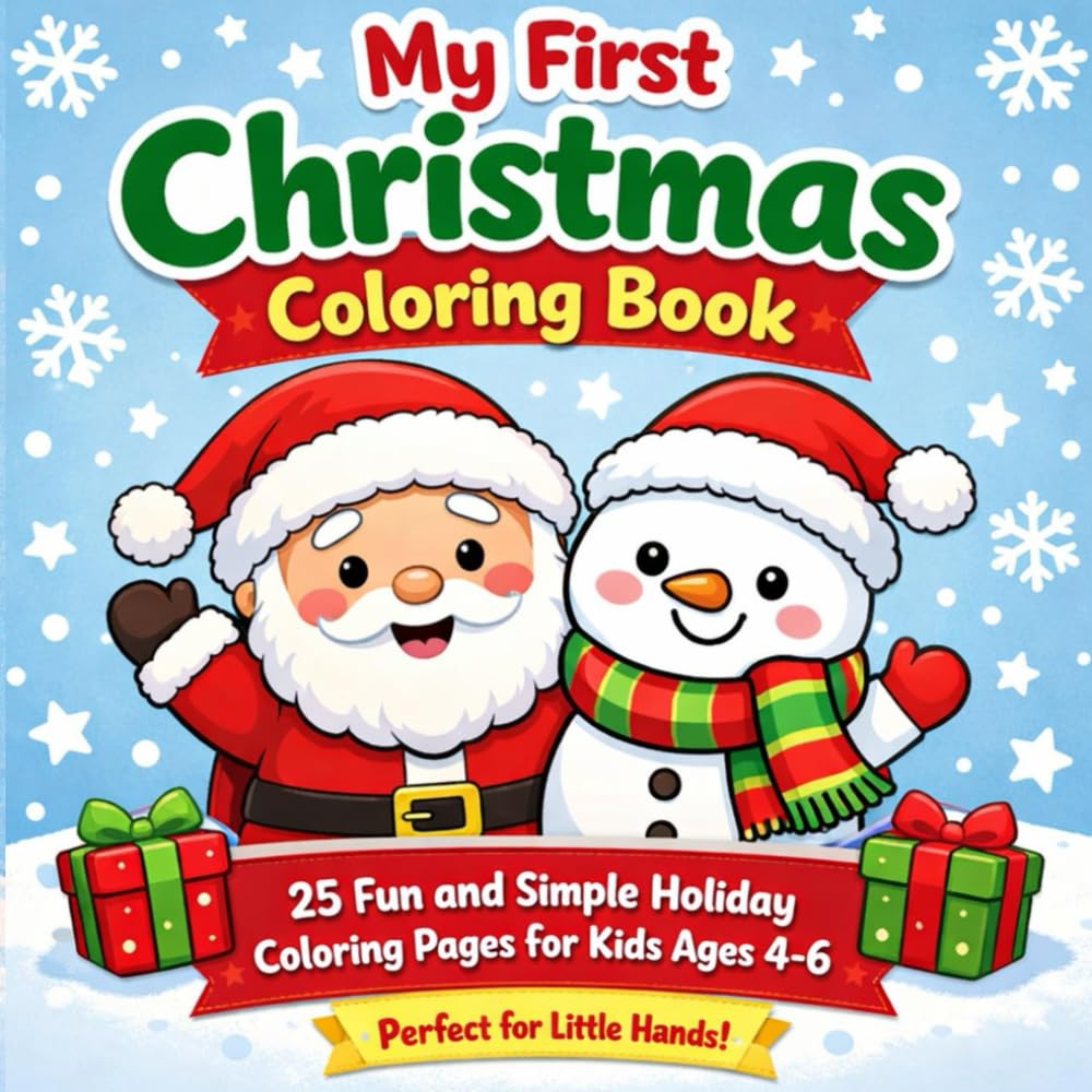 My First Christmas Colouring Book: 25 Fun and Simple Holiday Colouring pages for kids Ages 4-6