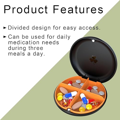 Miniatura 2 de Ralegy Pastillero pequeño de 4 compartimentos, pastillero a prueba de humedad, organizador de píldoras de viaje para bolso de bolsillo, caja de