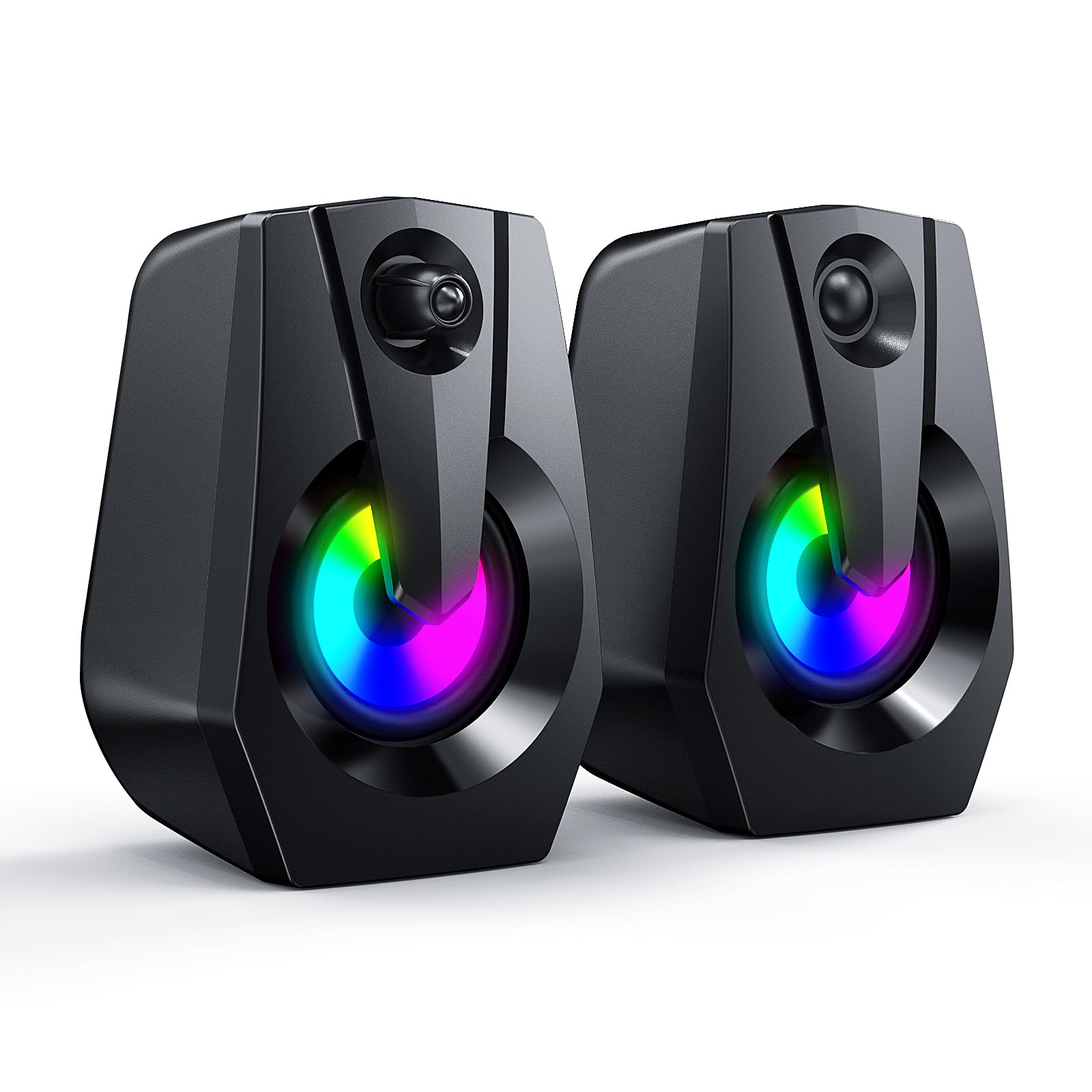 Sponsored Ad – Smalody PC Speakers,Mini Desktop Speaker for PC with Colorful LED Light Up,Stereo 2.0 USB Powered 3.5mm Aux for Computer Laptop Monitor