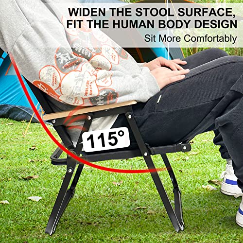 Doseno Portable Camping Chair With Wooden Handle, Widen Foldable Outdoor Chair, Collapsible Beach Chair Of Ergonomic Design, Suitable For Sand Camping Travel Picnic Lawn Concert(Black #TOP3